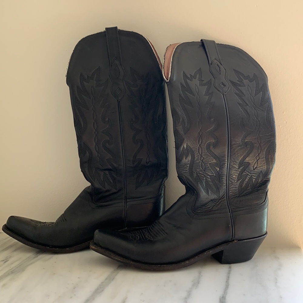 Old West Black Cowgirl tall boots leather size 9